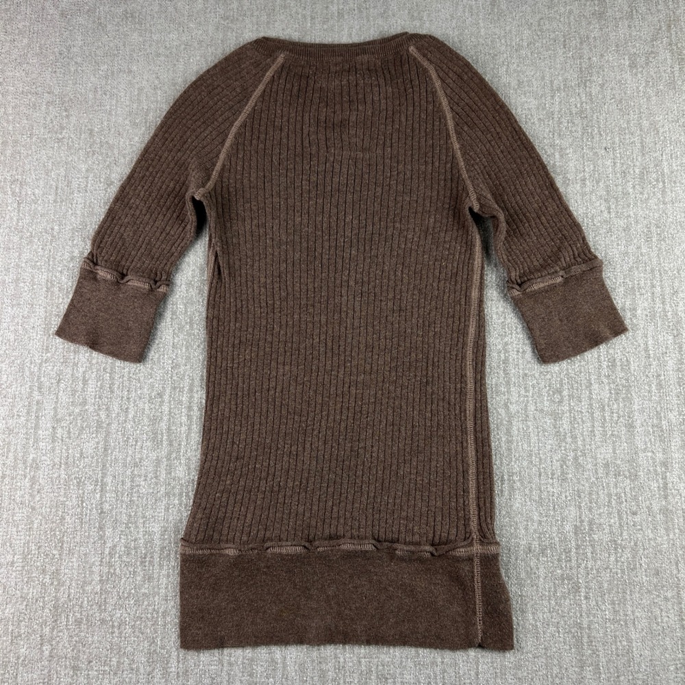 Mossimo Supply Co Brown Ribbed Knit Henley Top Womens Medium Y2K Bella Swan - Picture 7 of 8